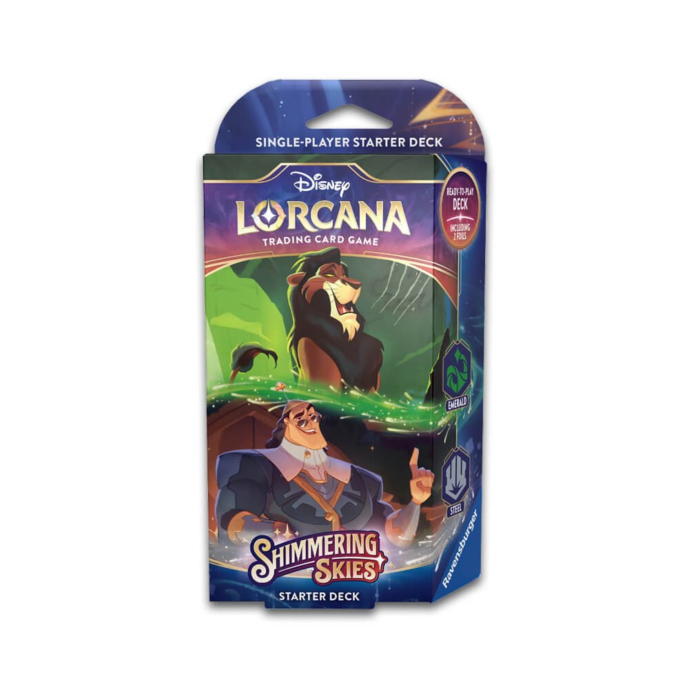 bbfc43dc6adf789cef5a5244f7b0dc7a Disney Lorcana - Set 5 - Shimmering Skies Starter Deck - Emerald & Steel